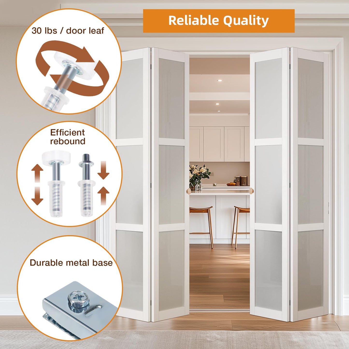 Bifold Door Hardware Kit, 2-Pack 30-Inch Bi-fold Closet Door Track Kit Bifold Closet Door Hardware Kit Folding Door Hardware Repair Replacement Tool Kit