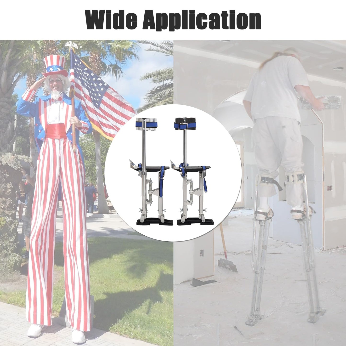TBAPFS Drywall Stilts 15-23 Inch Height Adjustable Lifts Aluminum Tool for Painting Finishing Pruning Branches Cleaning - Silver (15" - 23")