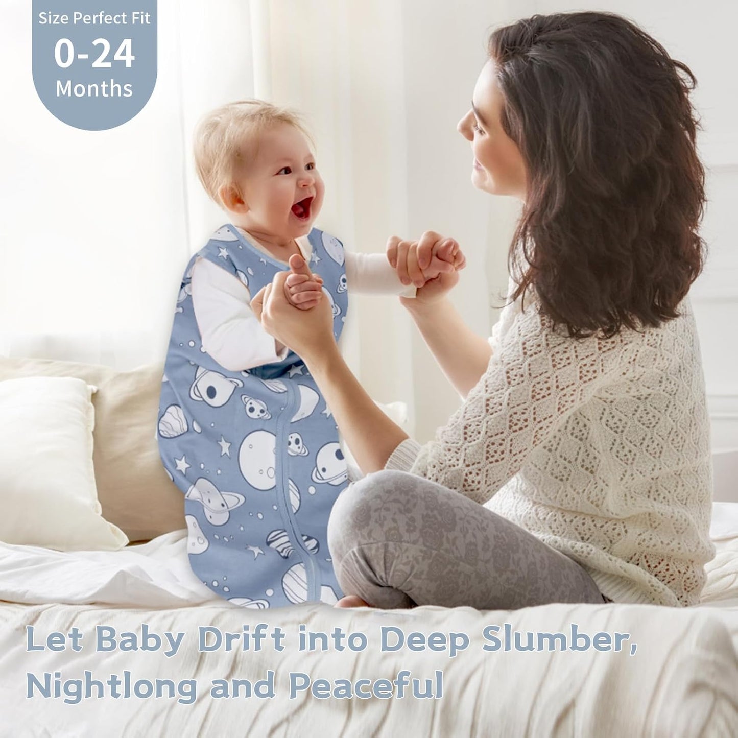 Skiennix Baby Sleep Sack - 100% Cotton Wearable Blanket for 6-12 Months | 3-Pack Lightweight 2-Way Zipper