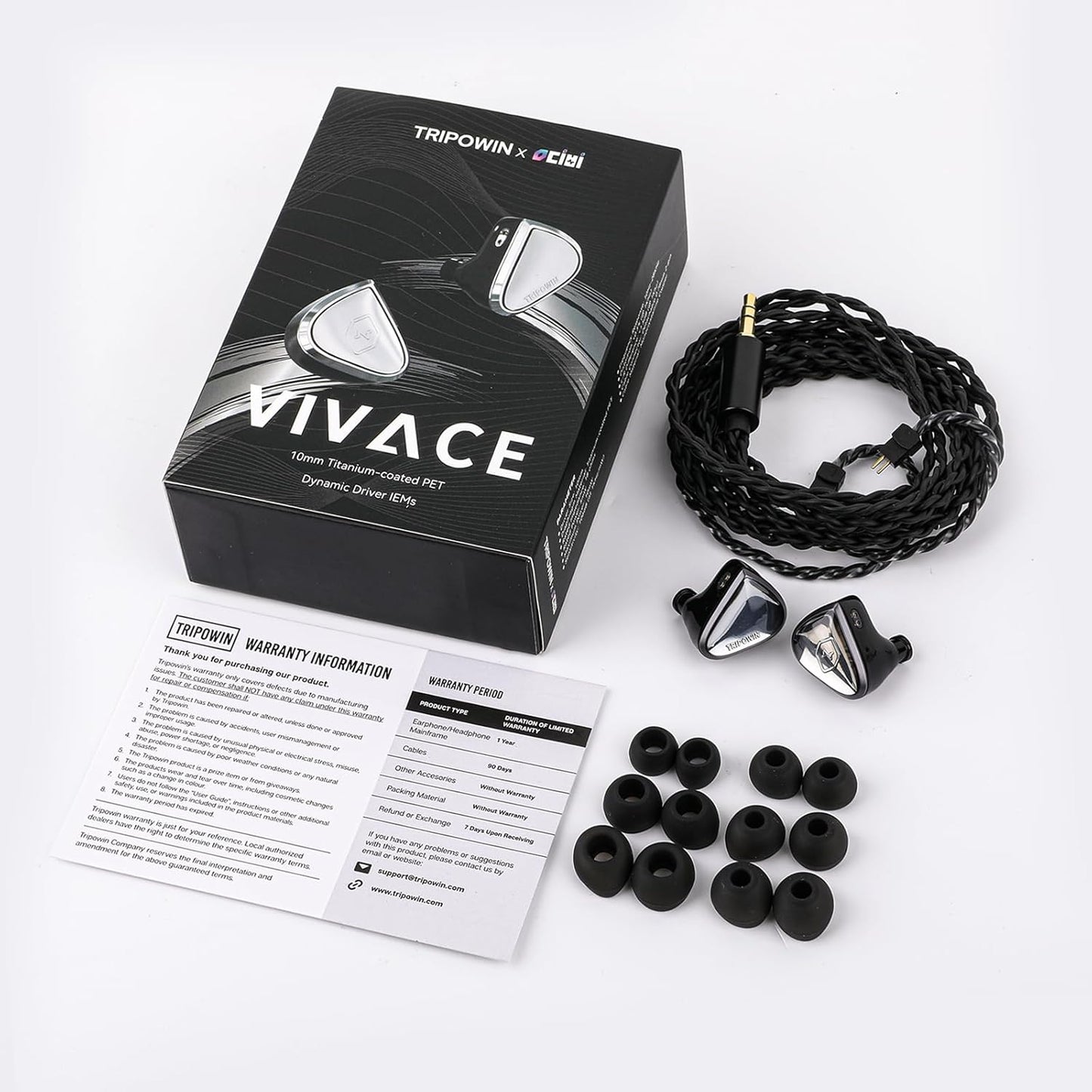 0DiBi: 10mm 2Pin Linsoul Tripowin x Vivace in Ear Monitor, Titanium Diaphragm Dynamic Driver IEM, HiFi Wired Earbuds