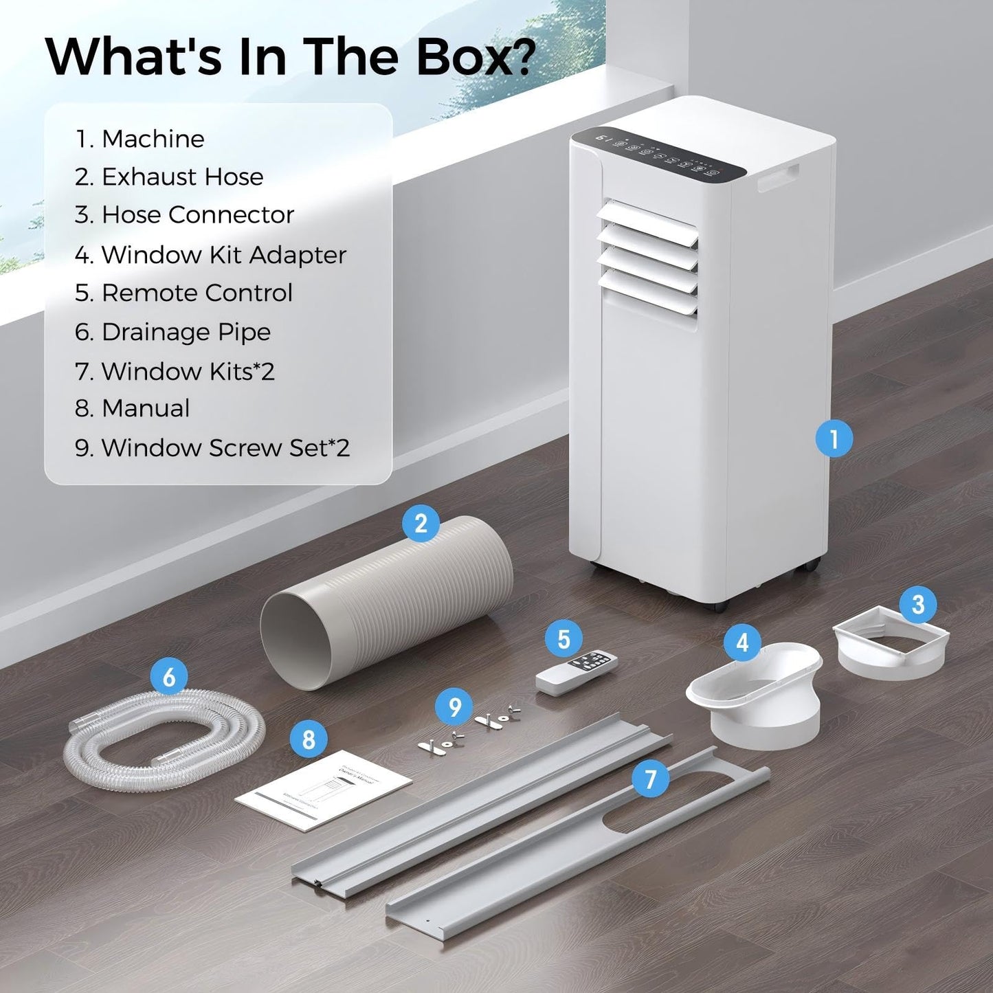 URBANITE 16000 BTU Portable Air Conditioner, Smart WiFi APP & Remote Control, 5-in-1 AC Unit Cools up to 750 Sq.Ft, 40dB Ultra Quiet Dehumidifier/Fan/Sleep Mode, Easy Installation for Bedroom & Office