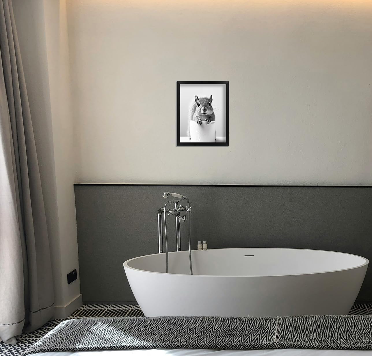 Regine Switzerland Funny Bathroom Art | Aesthetic Black and White Framed Wall Decor
