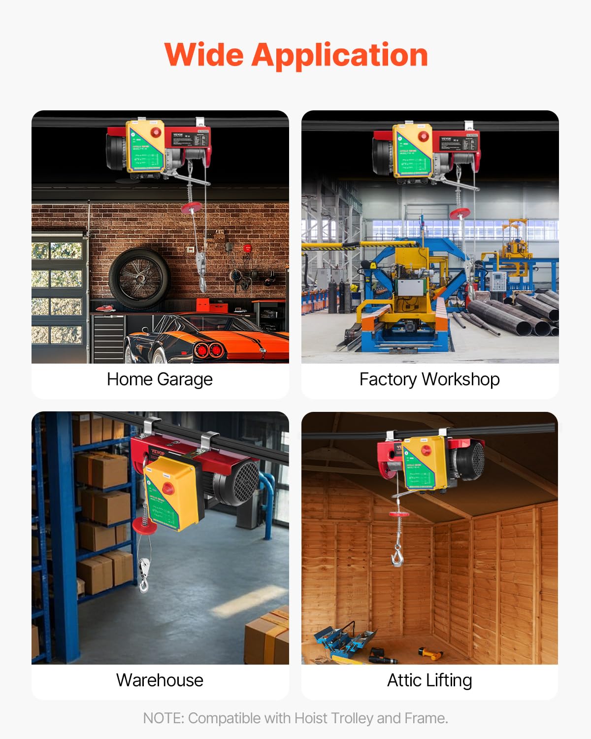 VEVOR 1320lbs Wireless Electric Hoist, 1150W 110V Electric Steel Wire Winch with Wireless Remote Control, 40ft Single Cable Lifting Height & Motor, for Garage Warehouse Factory