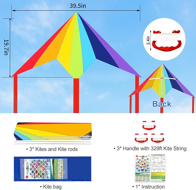 Easy to Fly Kites for Kids Ages 4-8 8-12 & Adults, Beach Flying Toys Butterfly Kite with Handle and Kites String, Great for Outdoor Activities & Family Trip Easter Gifts