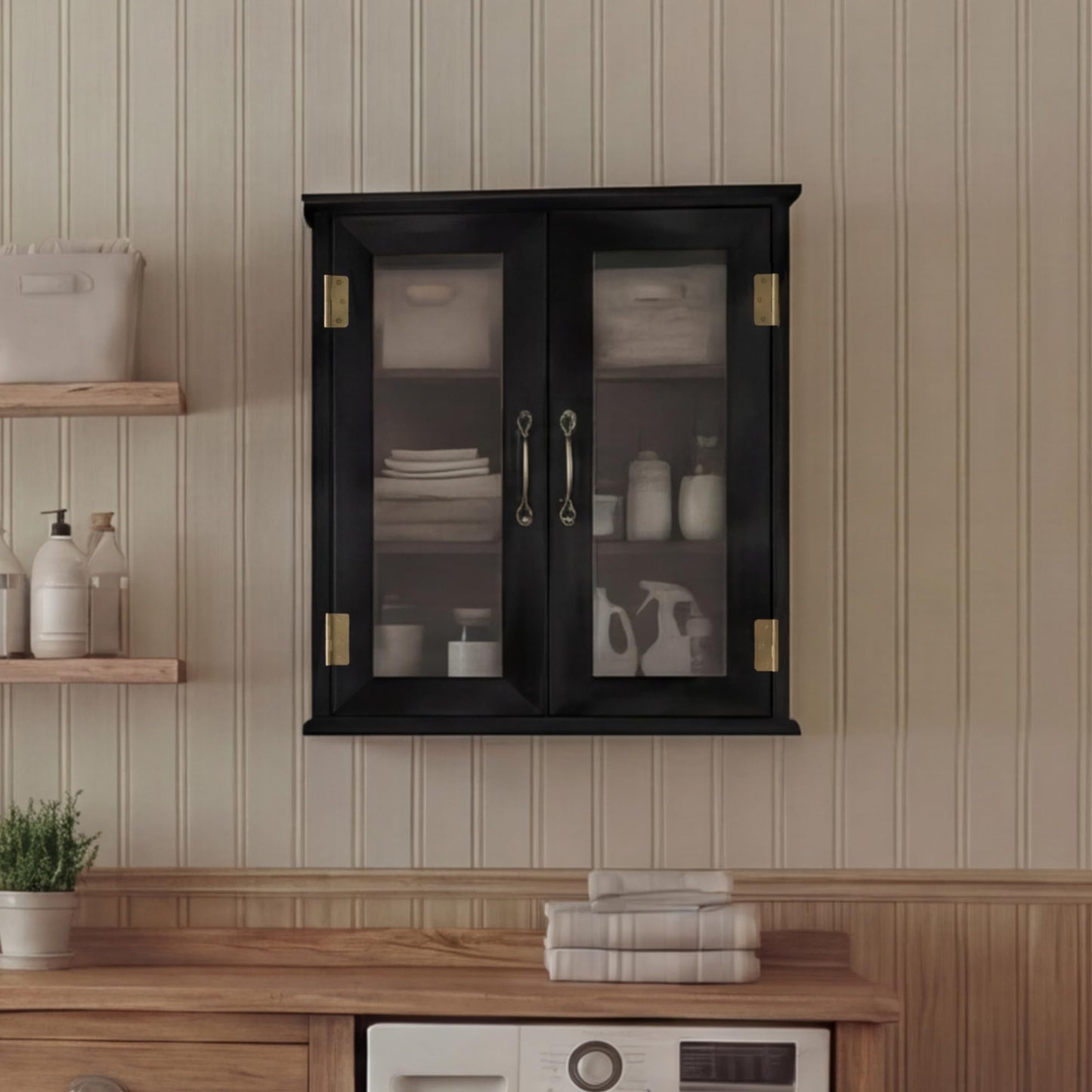 ChooChoo Bathroom Wall Cabinet, Medicine Cabinet with Acrylic Doors, Wall Mounted Over The Toilet Storage Cabinet with Adjustable Shelves for Bathroom, Kitchen, and Laundry Room, Black
