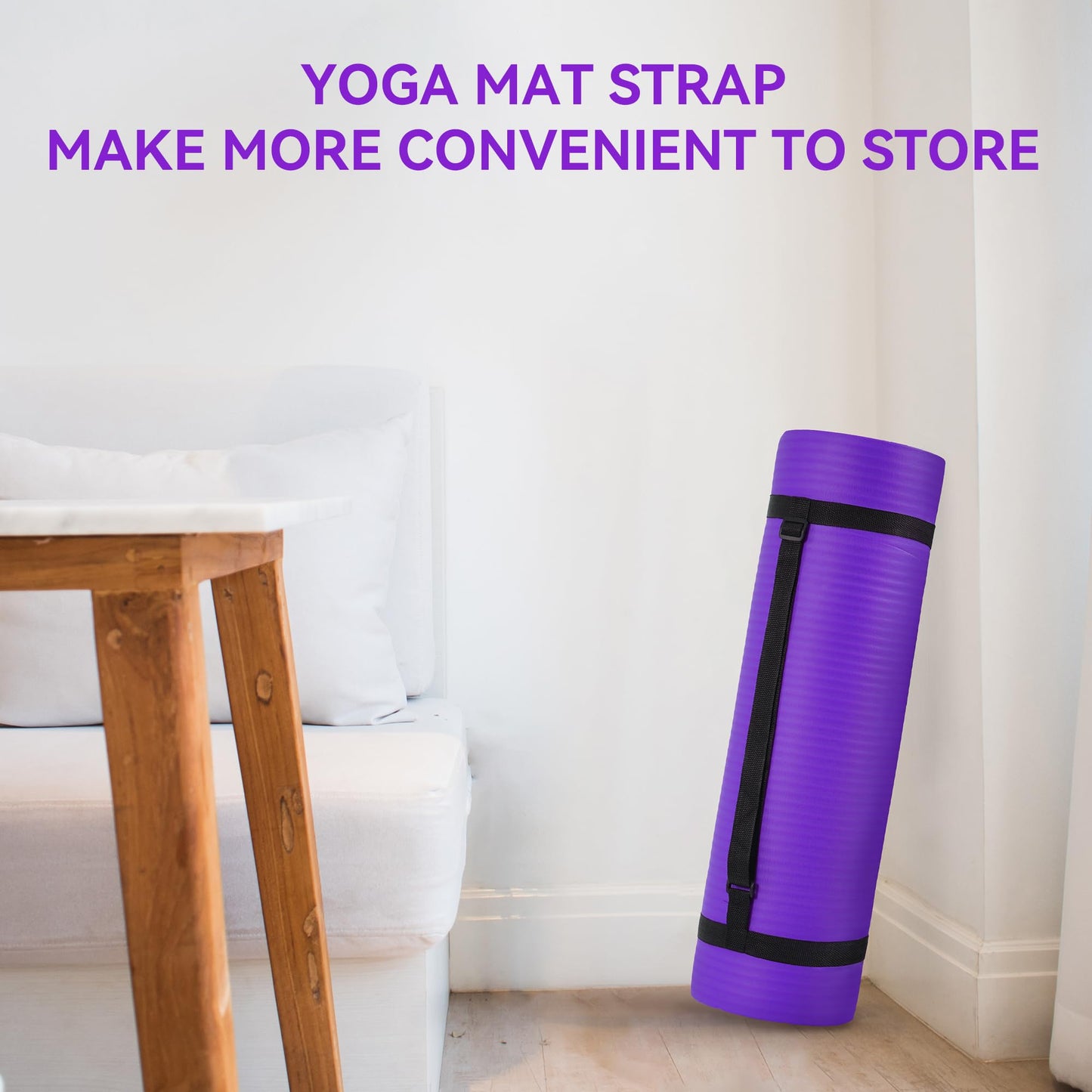 Fitvids 1/2-Inch Thick High Density Foam Exercise Yoga Mat with Carrying Strap, For Cushioning The Body Against Hard Floors, Purple