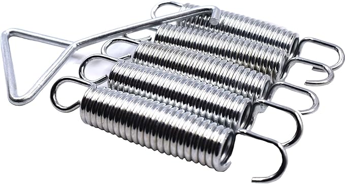 Bold and Thickened Steel Ring 5.5" Trampoline Springs Heavy Duty Galvanized Steel Replacement Spring Set ,Come with Free Triangle Hook-Hook(10 Pieces)