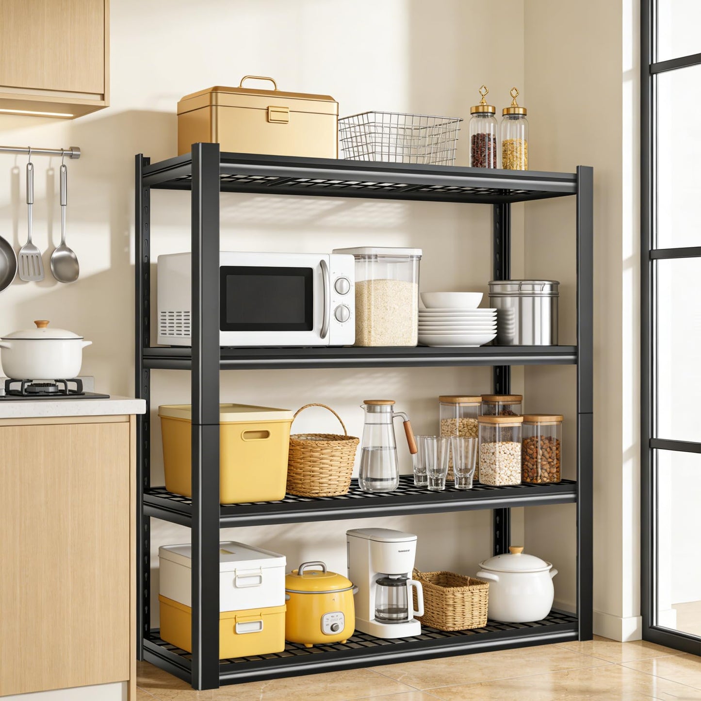 ZEUKMXOO 40W Garage Storage Shelves,2200LBS Metal Storage Shelves,Adjustable Heavy Duty Metal Garage Shelving Units Industrial Shelving for Garage,Basement,Warehouse,19.6" D x 39.37" W x 59.84" H