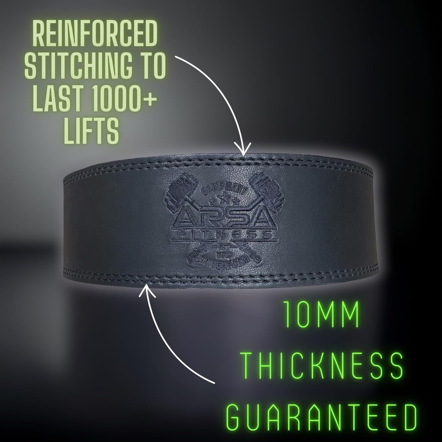 Arsa Fitness Weightlifting Adjustable Lever Belt for Men & Women Real Cow Hide Leather for Powerlifting Back Support Workout Deadlifts Squats 10MM Thickness 4" Width - Nighthawk (XX-Large)