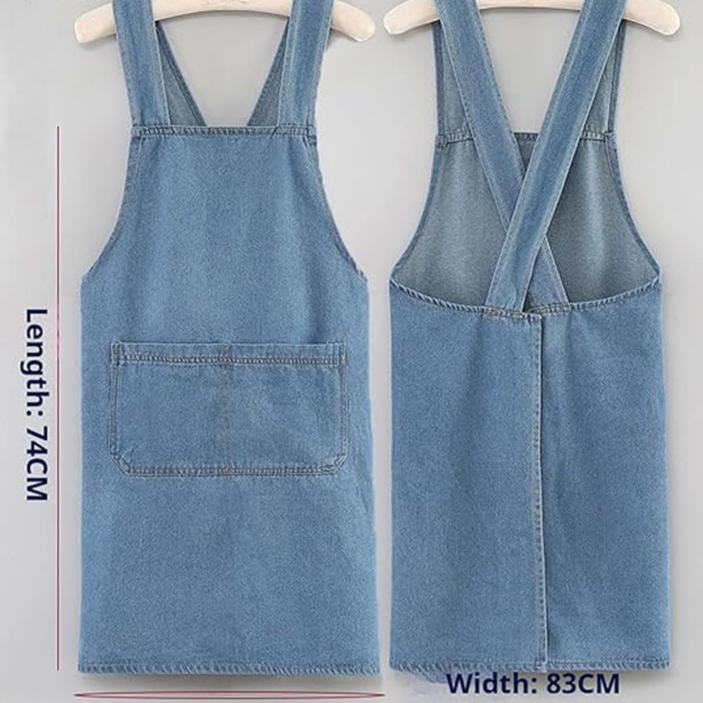 Adult Cross Back Apron, 2026 New Lightweight Cotton Adult Apron, Denim Kitchen Apron for Women Men with Front Pocket (A)