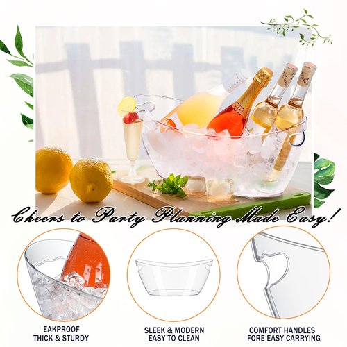 Barafat Ice Buckets for Parties (5.5L)& Ice Bucket Scoop, Clear Acrylic Champagne Bucket, Drinks Beverage Tub for Cocktail Bar, Wine, Beer, Soda