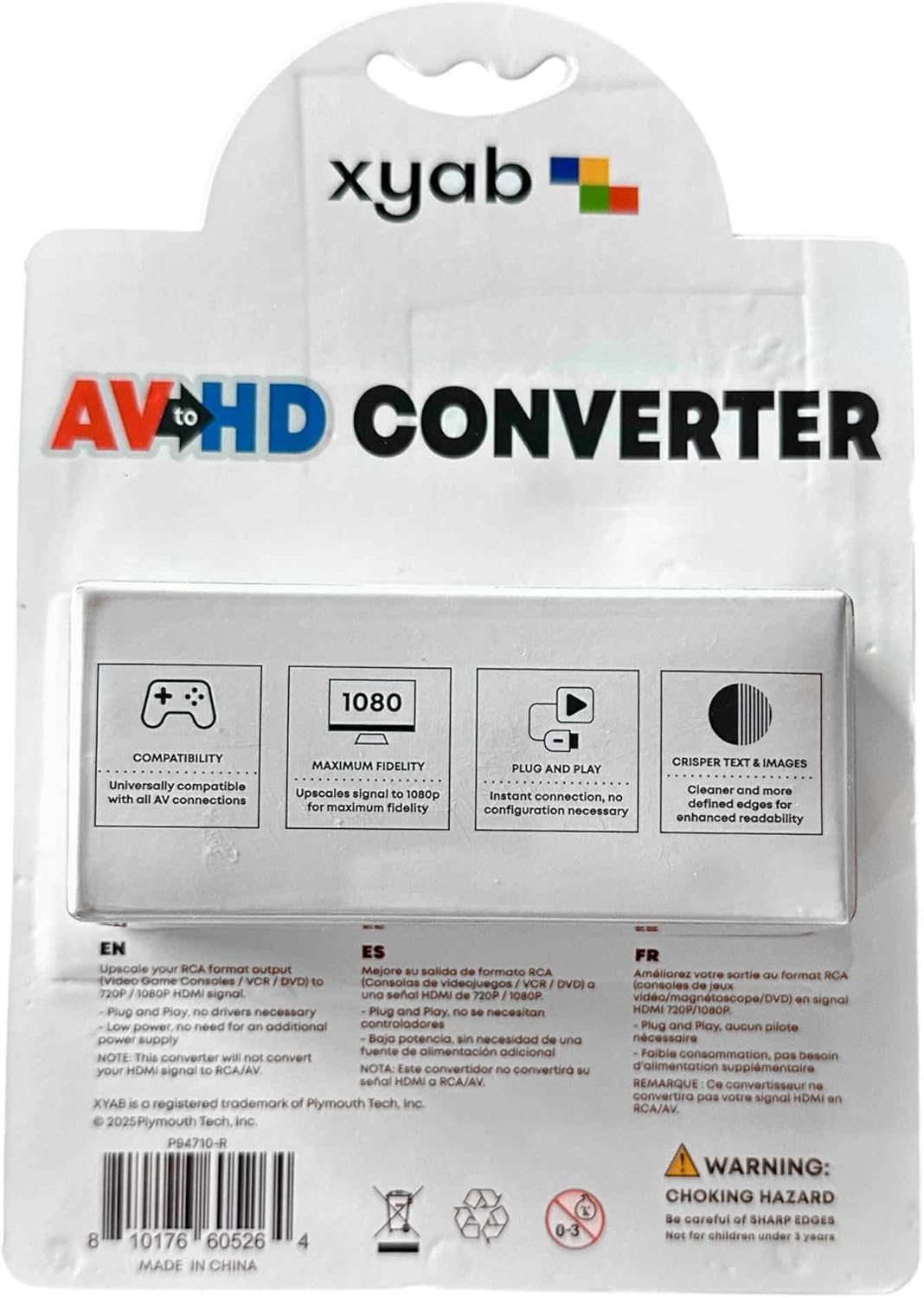 XYAB 1080P AV to HDMI Converter RCA to HDMI Adapter for TV, Monitor, or Projector Supports HD Video & Audio Compatible