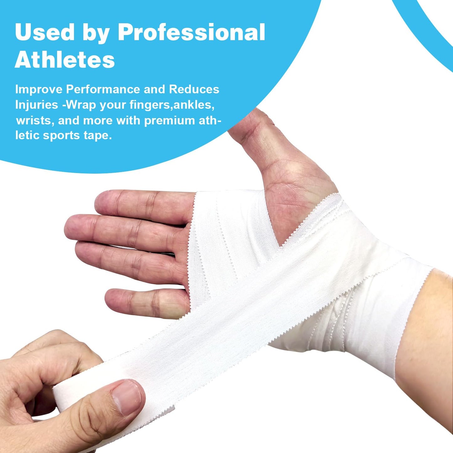 COMOmed Athletic Tape - White Sport Tape - Easy Tear, Strong, No Sticky Reduce Wrist Ankle Tape for Athlete & Medical Trainers (2, White, 1.5 in x 45 ft)