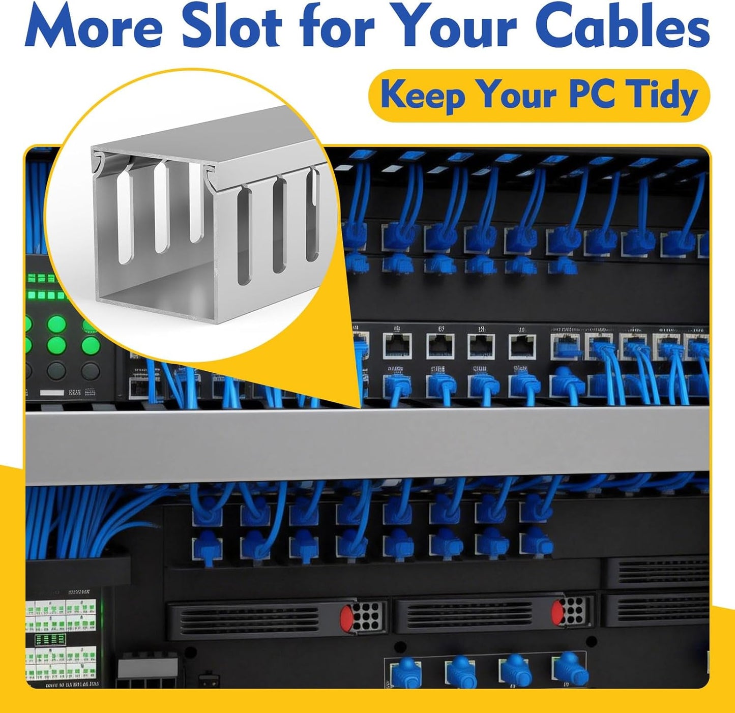 REFLYING 123in 1.57" Hx1.57 15.4''L(8 Open Slot Wiring Raceway Cable Duct, Cable Management Channel Cord Track,Desk