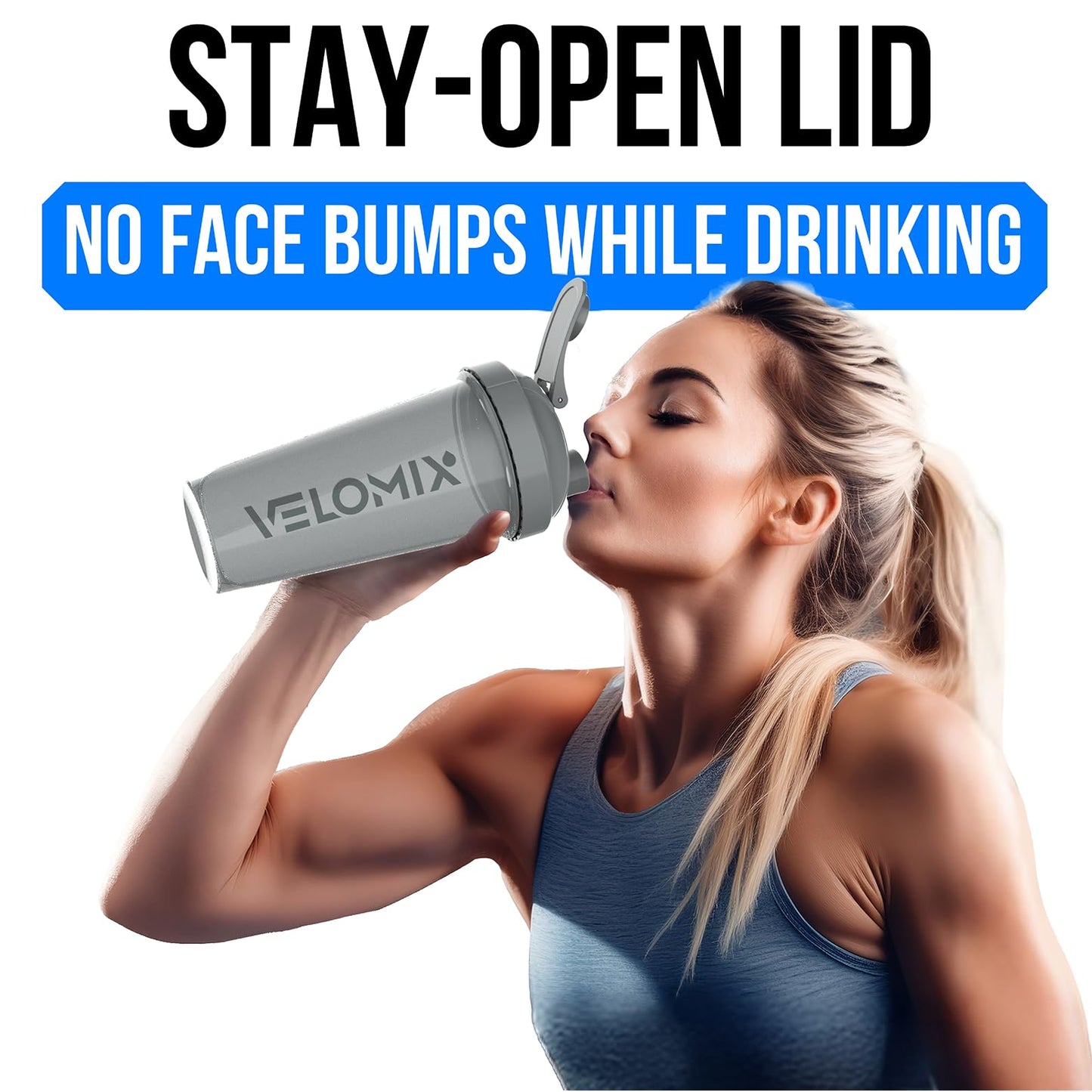 VELOMIX -4 Pack- 28 oz Protein Shaker Bottles for Protein Mixes - 4x Wire Whisk | Leak Proof Shaker Cups for Protein Shakes | Stackable Protein Shaker Bottle Pack (A1) Silver Aurora