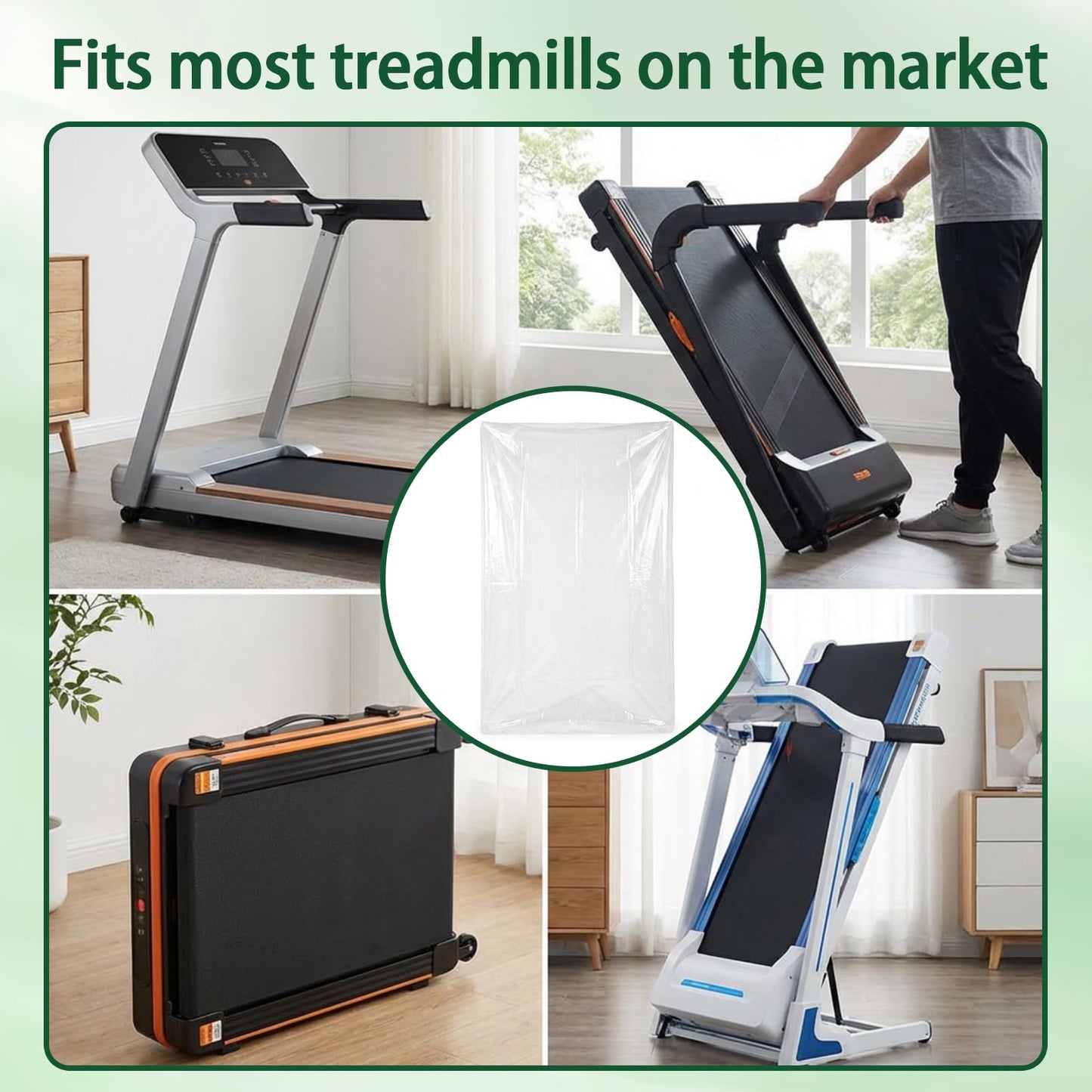 Hungdao 3 Pack Plastic Folding Treadmill Cover, Exercise Equipment Protector, Waterproof and Dustproof for 43 L x 38 W x 50 H Most Folding Treadmills