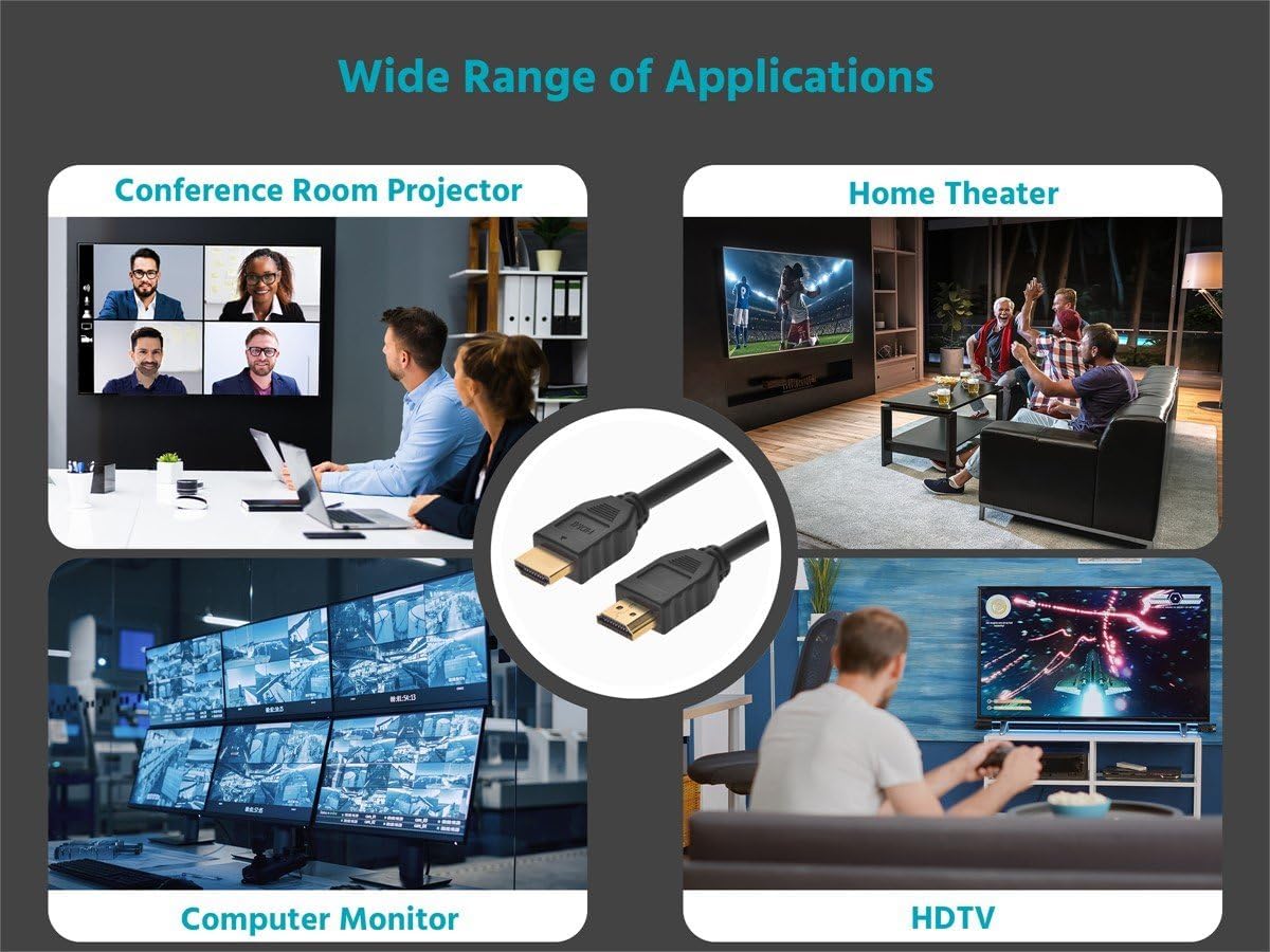 15 4K@60Hz, 18Gbps, 26AWG, 4:4:4, CL2, Commercial Monoprice HDMI Cable - Feet - Black (No Logo) | High Speed, HDR, YUV