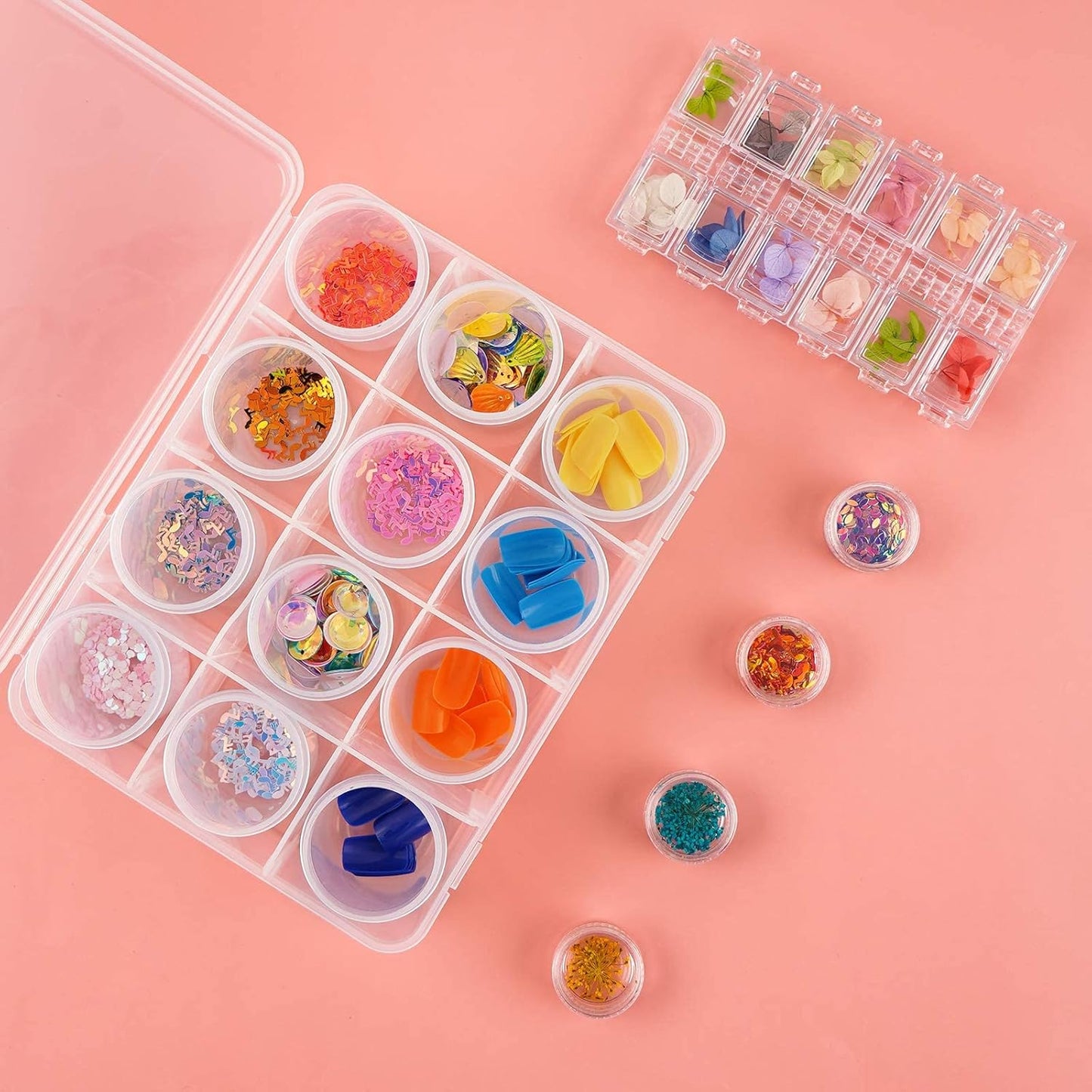Segbeauty Gem Organizer Box - Clear Plastic Jewelry Storage with 12 Compartments & Secure Lids
