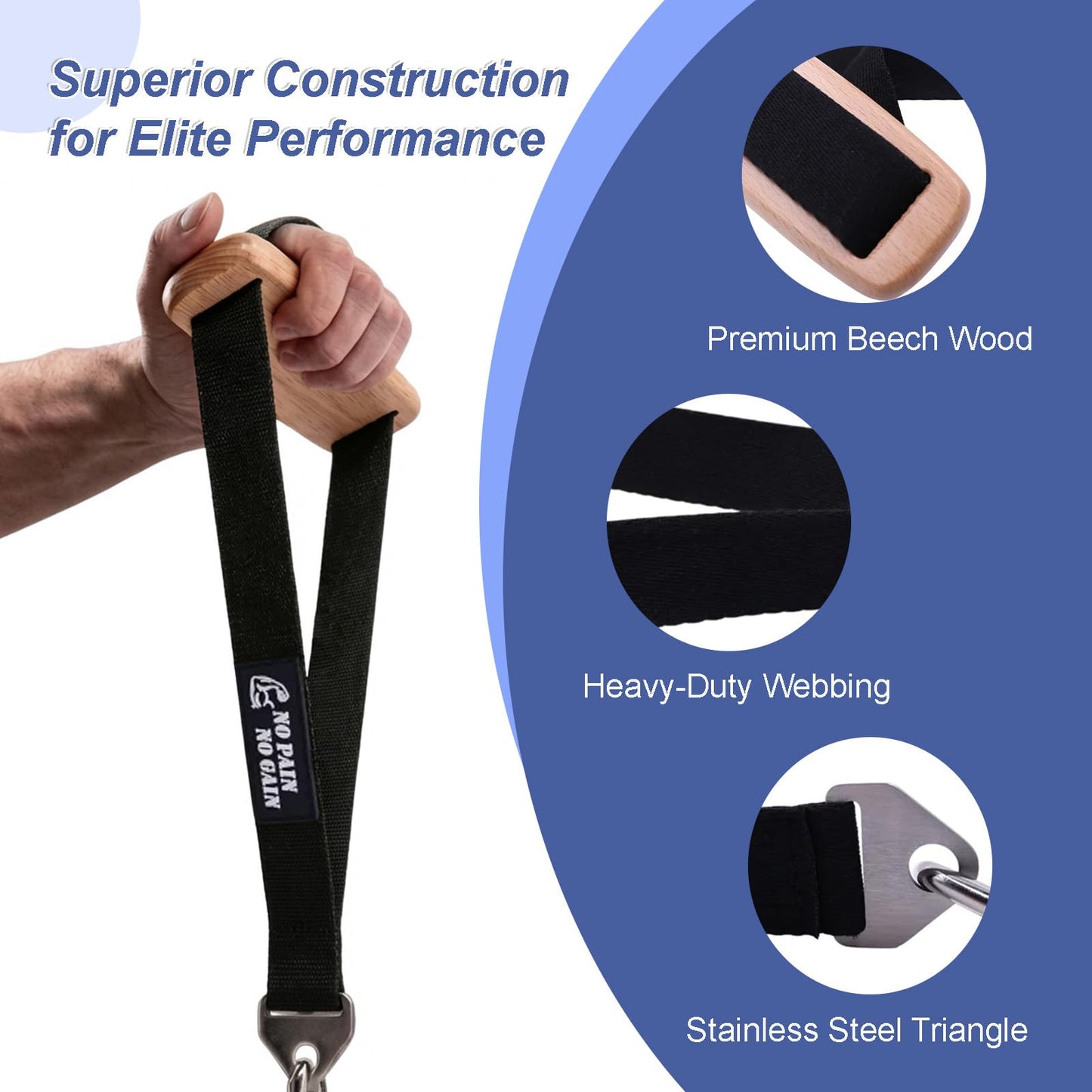Wrist Extension Trainer, Beech Wood Arm Wrestling Training Gear Heavy-Duty Forearm Antagonist Muscle Training Board with Stainless Steel Triangle Ring, Professional Wrist Strengthening Tool for Arm Wrestling, Climbing and Stability