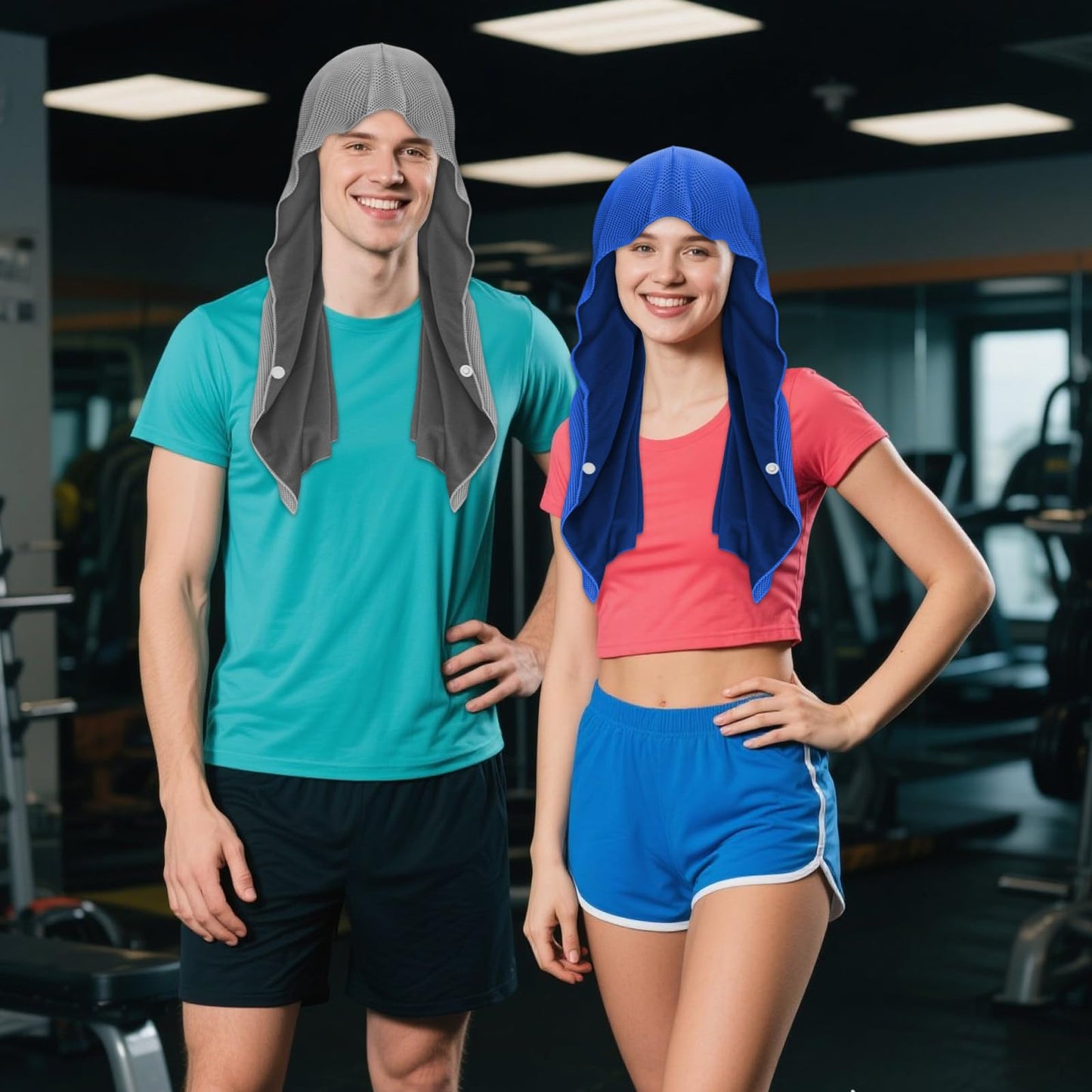 Sdfvsdg 4 Pack Cooling Hoodie Towels Cooling Towels for Neck and Face Quick Drying Sweat Towel Wraps Cooling Head Neck Wraps Sun Protection for Hot Summer Weather Sport Workout