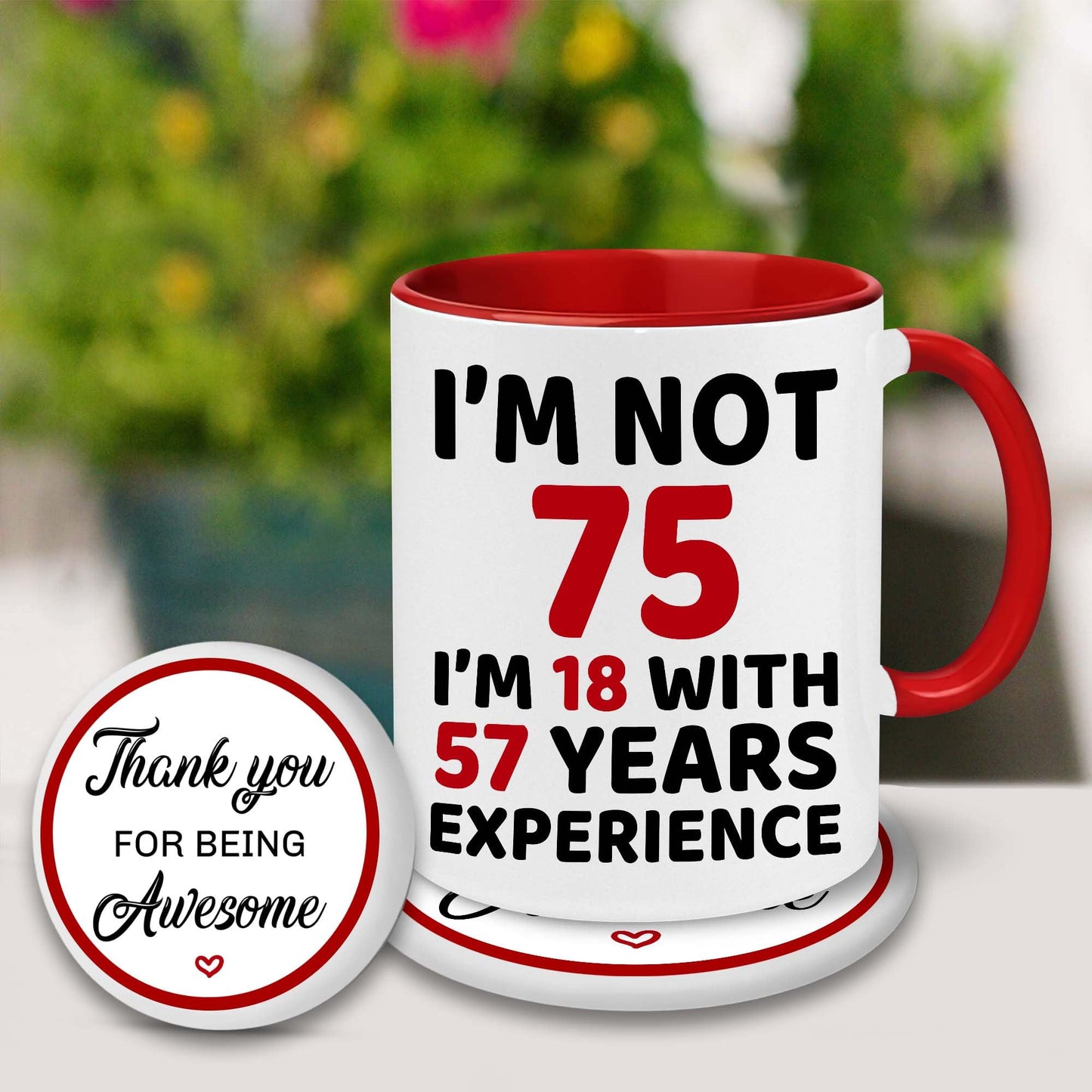 WHIDOBE 75th Birthday Gifts For Men, Women - 1950 Birthday Gift Set For Mom, Dad - 75 Years Old Birthday Gifts Coffee Mug And Coaster - 75th Birthday Gifts For Wife, Husband, Friend, Sister, Brother