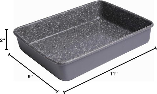 CasaWare 11x9 Toaster Oven Baking Pan - Ultimate Series Commercial Weight | Non-Stick Ceramic, Silver Granite
