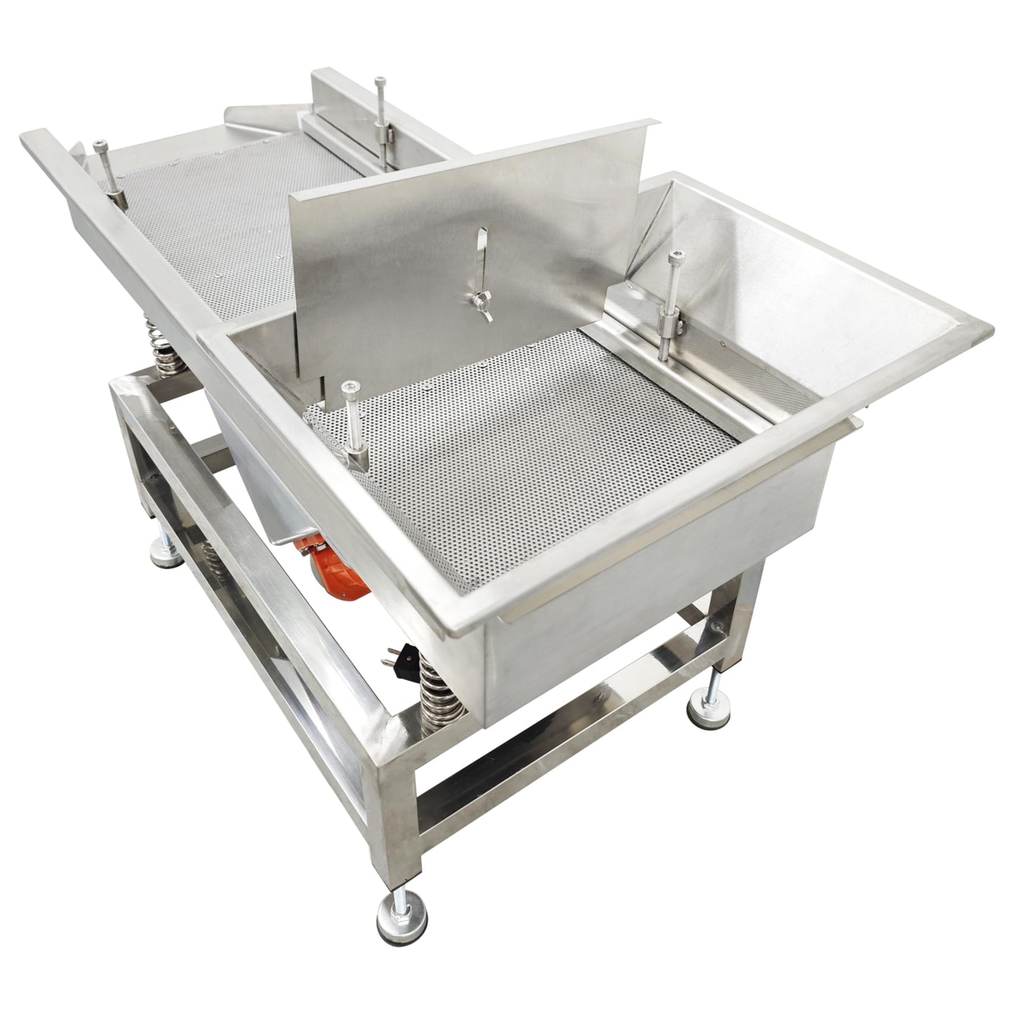 TECHTONGDA Straight Vibrating Sieve Screen Shaker Electric Linear Sifter Machine Stainless Steel One Layer Two Motors 2mm Round Hole Screen Size 11.8×31.5inch 110V