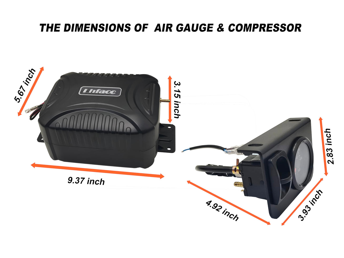Lhfacc in Cab On Board Air Compressor System Air Pump System with Single Path Air Gauge Paddle Valve Gauge Air Line T Fittings for Trucks Vans