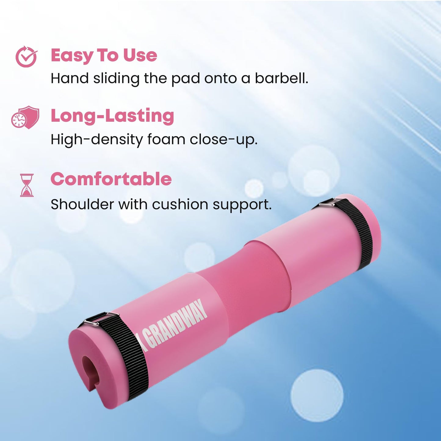 Advanced Squat Pad - Barbell Pad for Hip Thrusts, Squats & Lunges - Neck & Shoulder Squat Bar Pad Cushion Support Foam for Extra ComfortPremium Squat Pad (Pink)