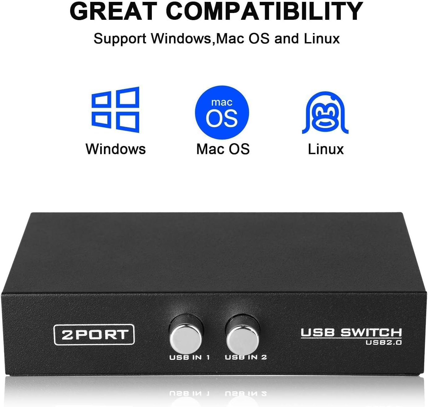 EEEKit 2 2.0 2 Pack Port USB Manual Sharing Switch Hub, Printer Scanner Splitter Adapter with USB A to B Cables