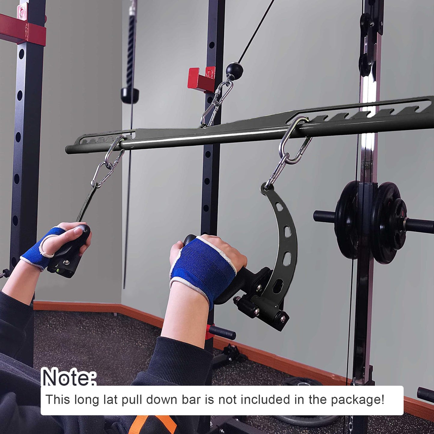 KORIKAHM Adjustable Lat Pull down Bar, Cable Machine Attachments for Gym, Home Gym Fitness T-bar Row Pulldown Attachments, Lat Pull Down Machine Wide Grip Neutral Grip Handle (SP-B04)