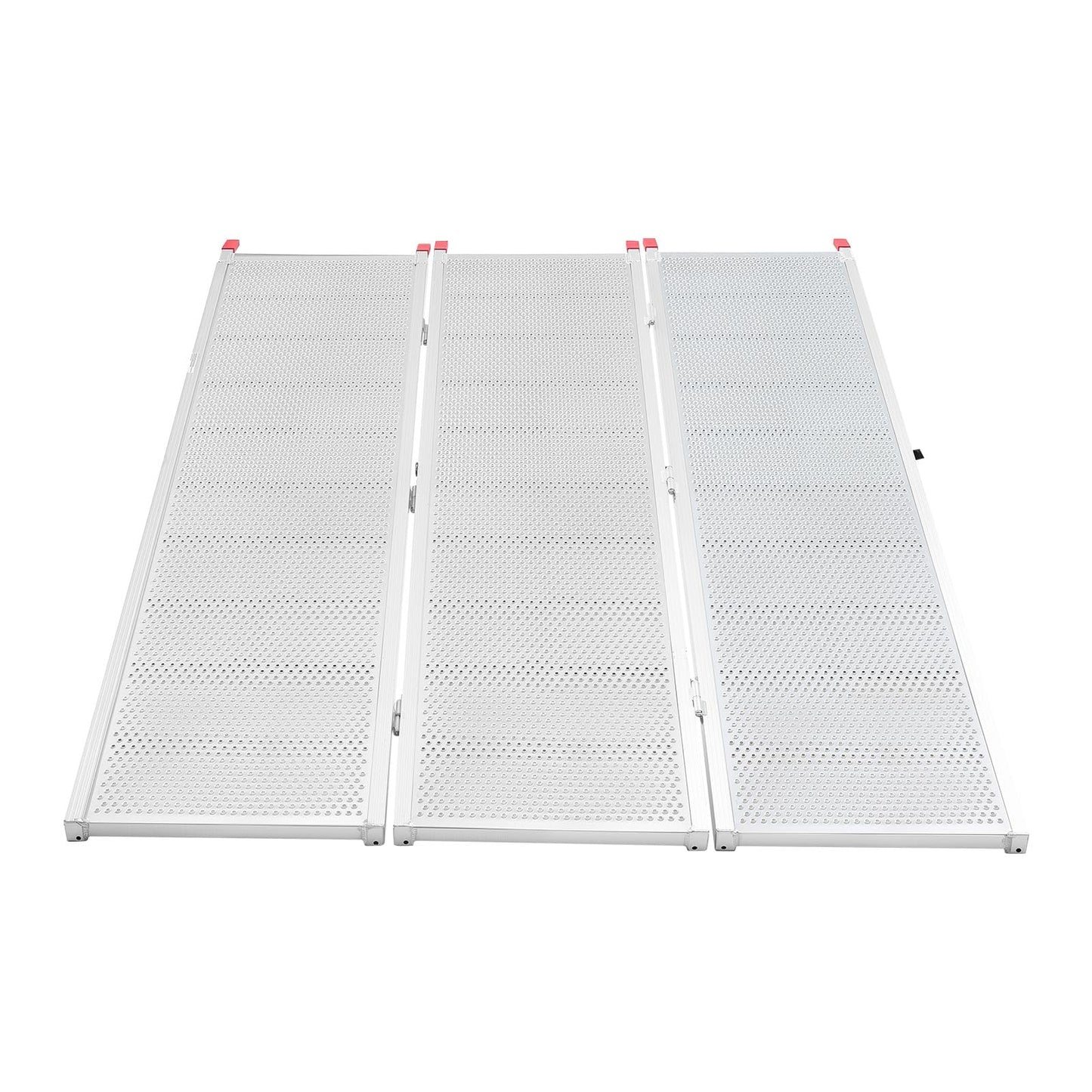 VEVOR Aluminum Trailer Ramps, 76 x 54 in Tri-Folding Truck Ramps with Straps & Non-Slip Rubber Fingers, 1500LBS Capacity ATV Loading Ramps for Pickup Trucks, Motorcycles, Lawn Mowers, Tractors, Carts