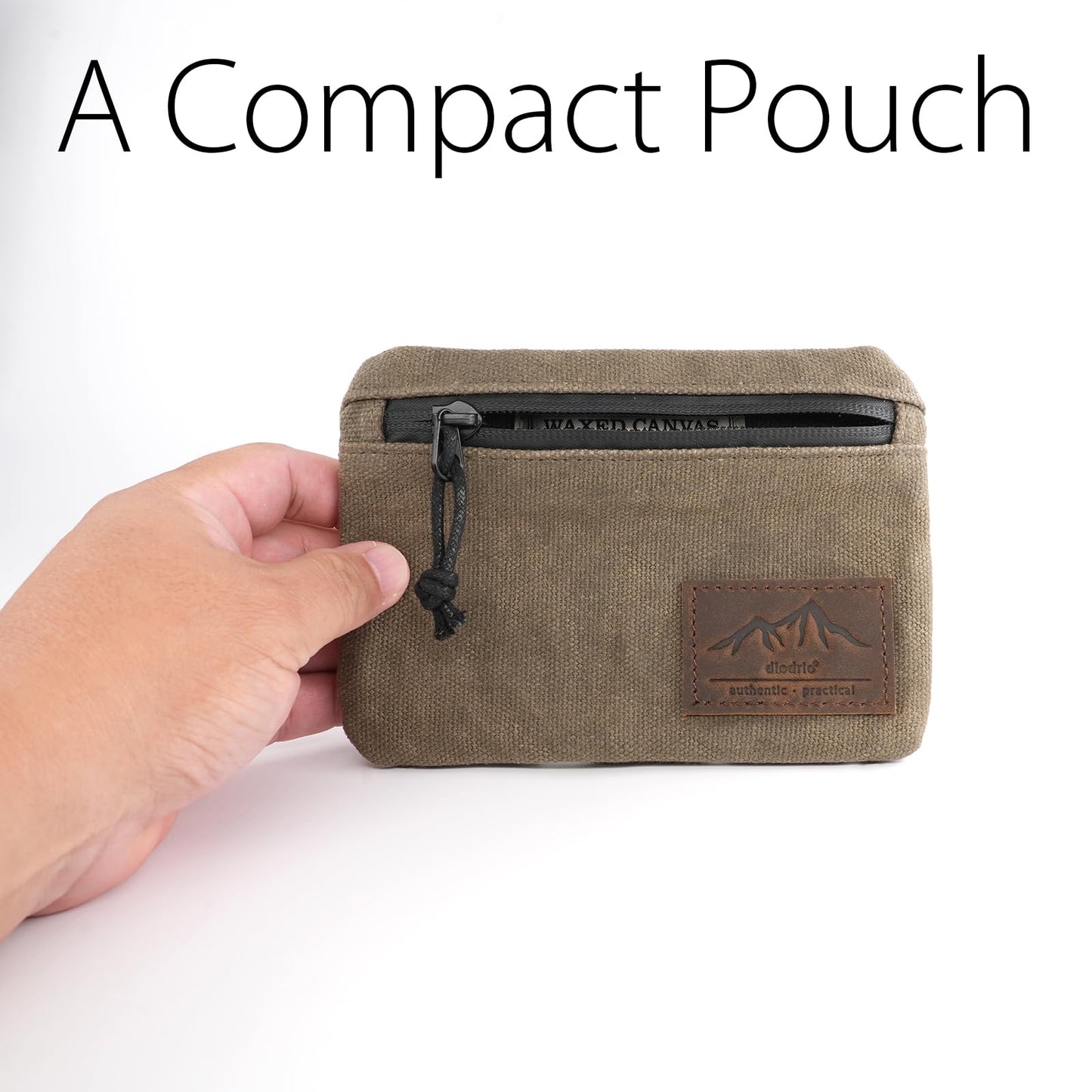 diodrio Belt Zipper Pouches for Men Women Compact EDC Pouch, YKK Zipper, Anti-theft Pickpocket Proof Safety Wallets, Waist Pack for Traveling Hiking, Water Resistant, Tough Waxed Canvas, Olive