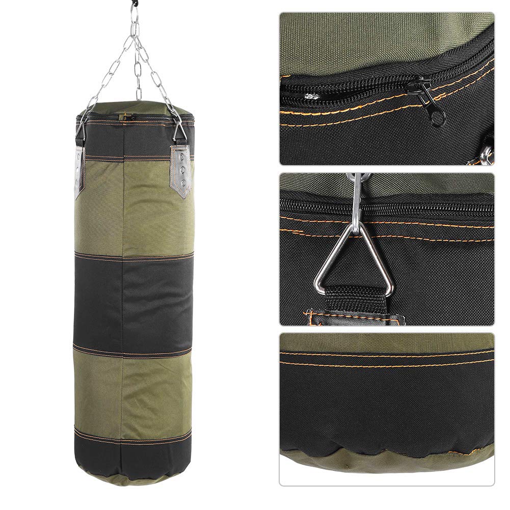 Bnineteenteam Heavy Punching Bag,Training Boxing Bag with Chain for Adults Men Women(Empty) (80cm-Green) Martial Arts