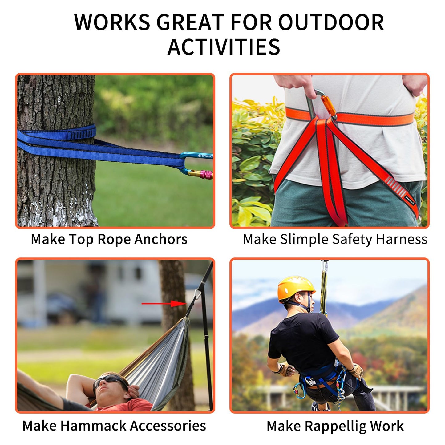NewDoar 16mm Climbing Sling UIAA CE Certified,23KN EN566 Certified,Climbing Utility Cord Rock Climbing,Creating Anchors System,Rappelling Gear,Perfect for Tree Work(Blue 48" 1pcs)