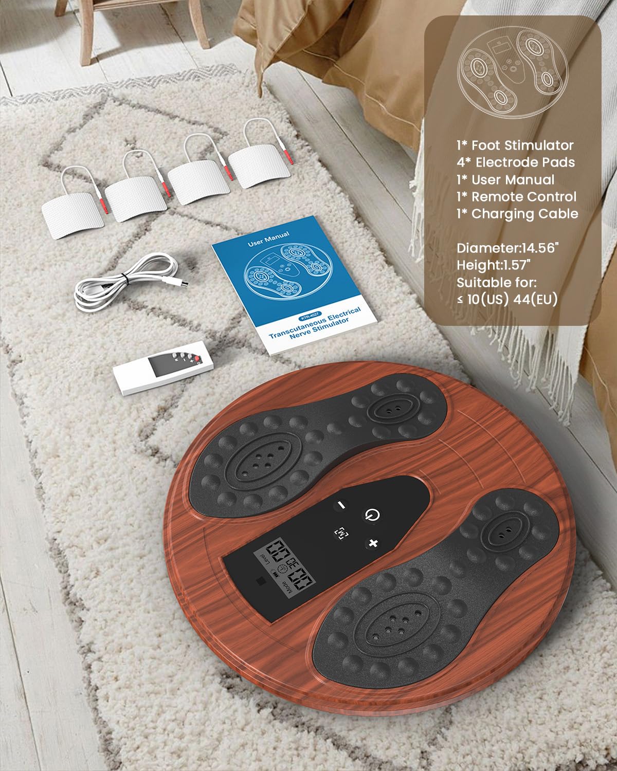 Rechargeable Foot Massager for Neuropathy with 660-850 Red Light Therapy – EMS &TENS Foot Stimulator for Neuropathy, Electrical Nerve Stimulator, Relieve and improve pain and plantar fasciitis