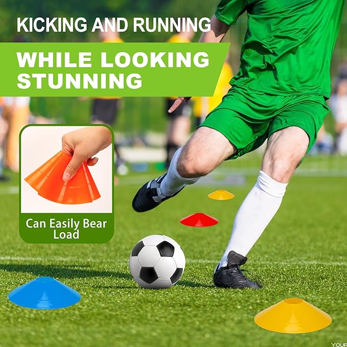 Ashsajkd(Set of 25/50/100 - Agility Soccer Cones with Carry Bag and for ï¼?Football Cones for TrainingFootball, Basketball, Coaching, Agility Cones for Indoor and Outdoor Games