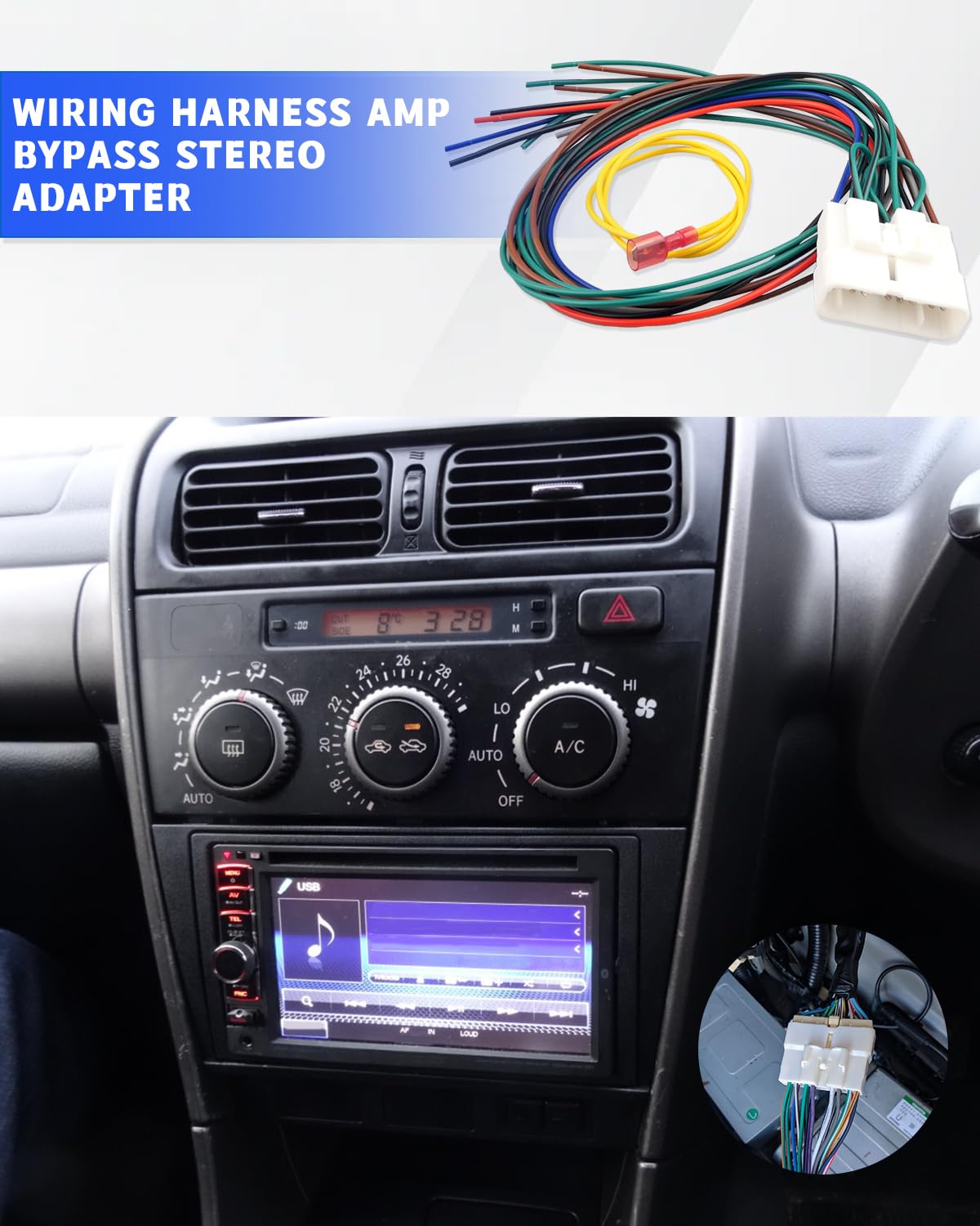 Wujexuhe IS300 2001 2002 2003 2004 2005 Wiring Harness Amp Bypass Stereo Adapter Fit for Lexus