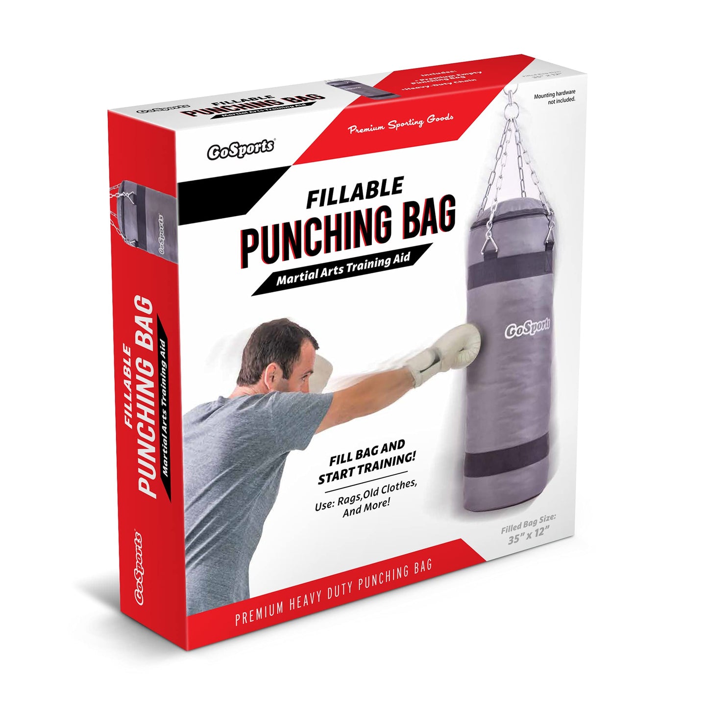 GoSports Fillable Punching Bag Training Aid - Great for Boxing, MMA, Muay Thai and More, Fill with Clothes and Rags