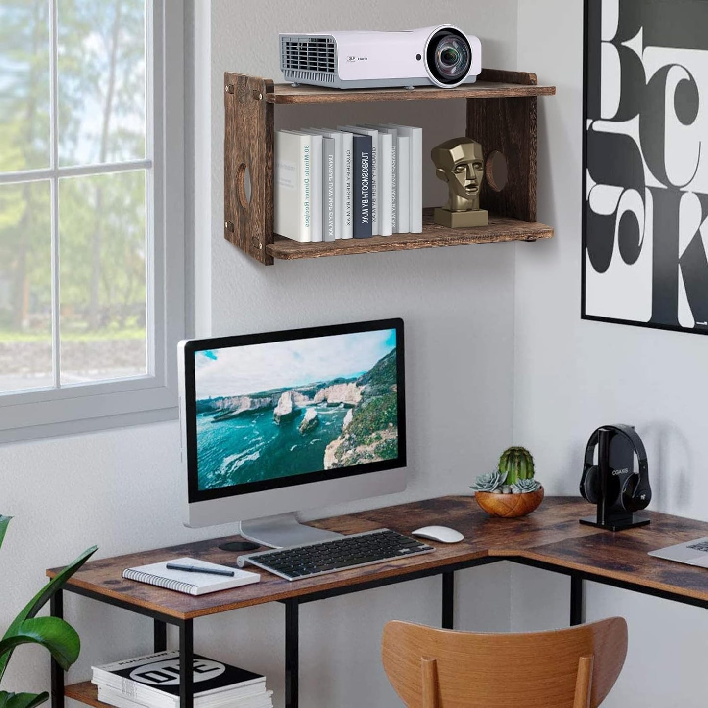 Floating Projector Shelf Rack Router Shelf Wall Mount Holder TV Stand WiFi Router Storage Box Modem Cable Box Cover