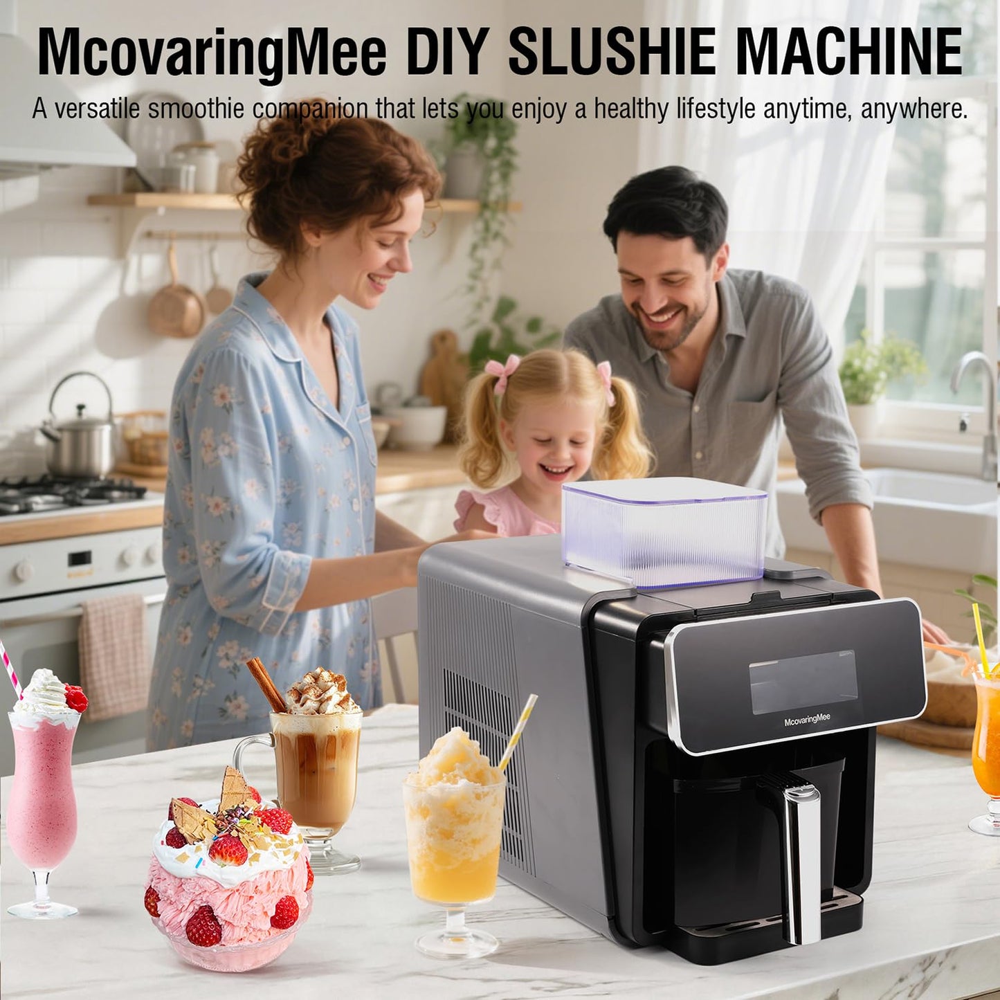Slushie Machine, 4 IN 1 Shaved lce Machine & Slushie Machine & lce Cream Maker & Frozen Drink Machine, No Sugar Content Requirements, No Ice Needed, Auto-Clean, Perfect for Family, Parties