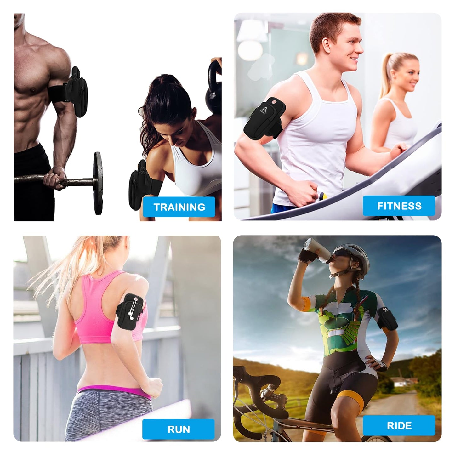 AiScrofa Sports Armband, Running Gym Universal Smartphone Arm Bag with Earphone Hole Multifunctional Pockets foriPhone 15, 14, 13, 12, 11 Pro Max, Xs, Xr, X, 8 Plus, SE, Galaxy S22 Ultra and More