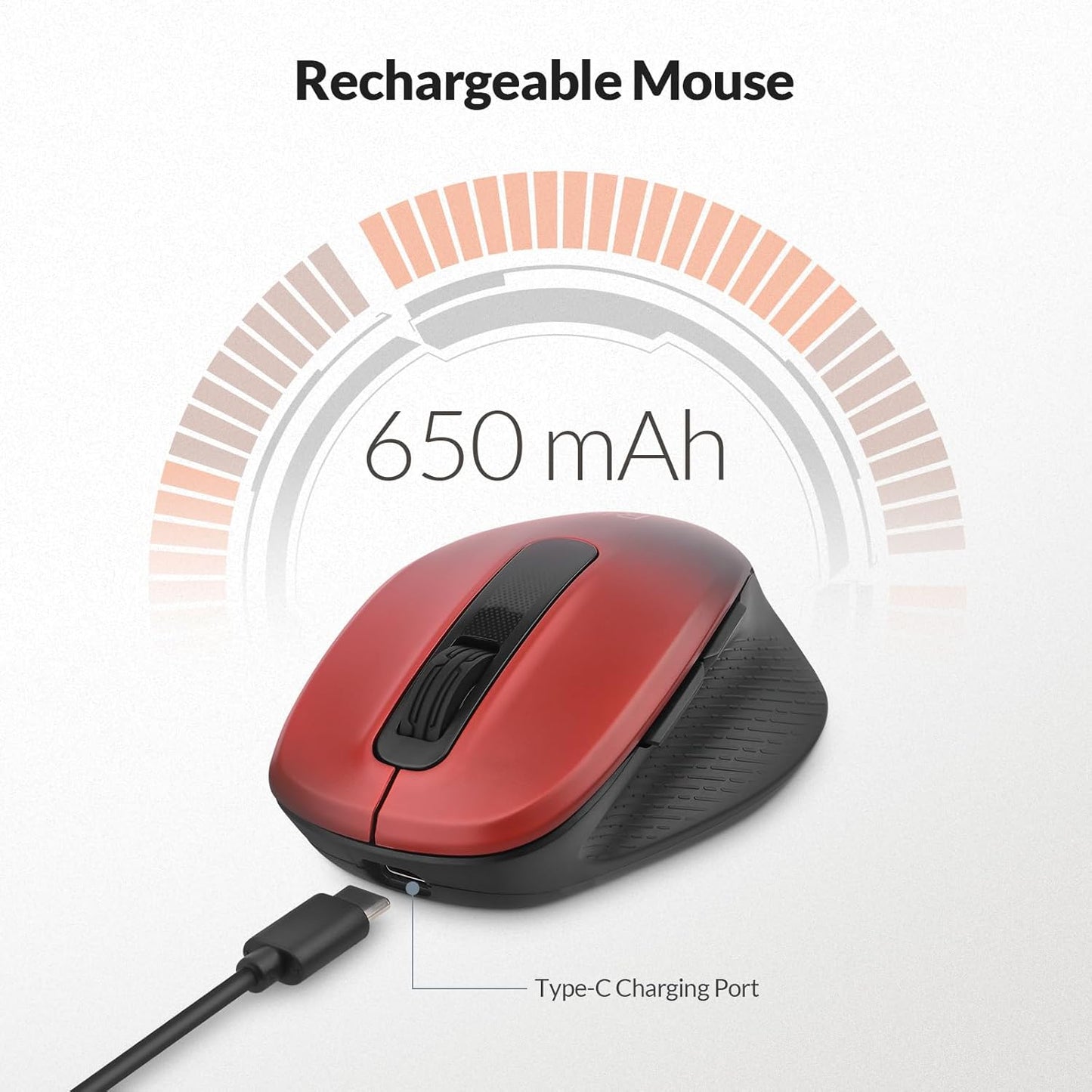 Rii 2.4 1000/1200/1600 Wireless Mouse Rechargeable, GHz with USB Receiver, DPI, Ergonomic Grips, Silent Keys, Cordless
