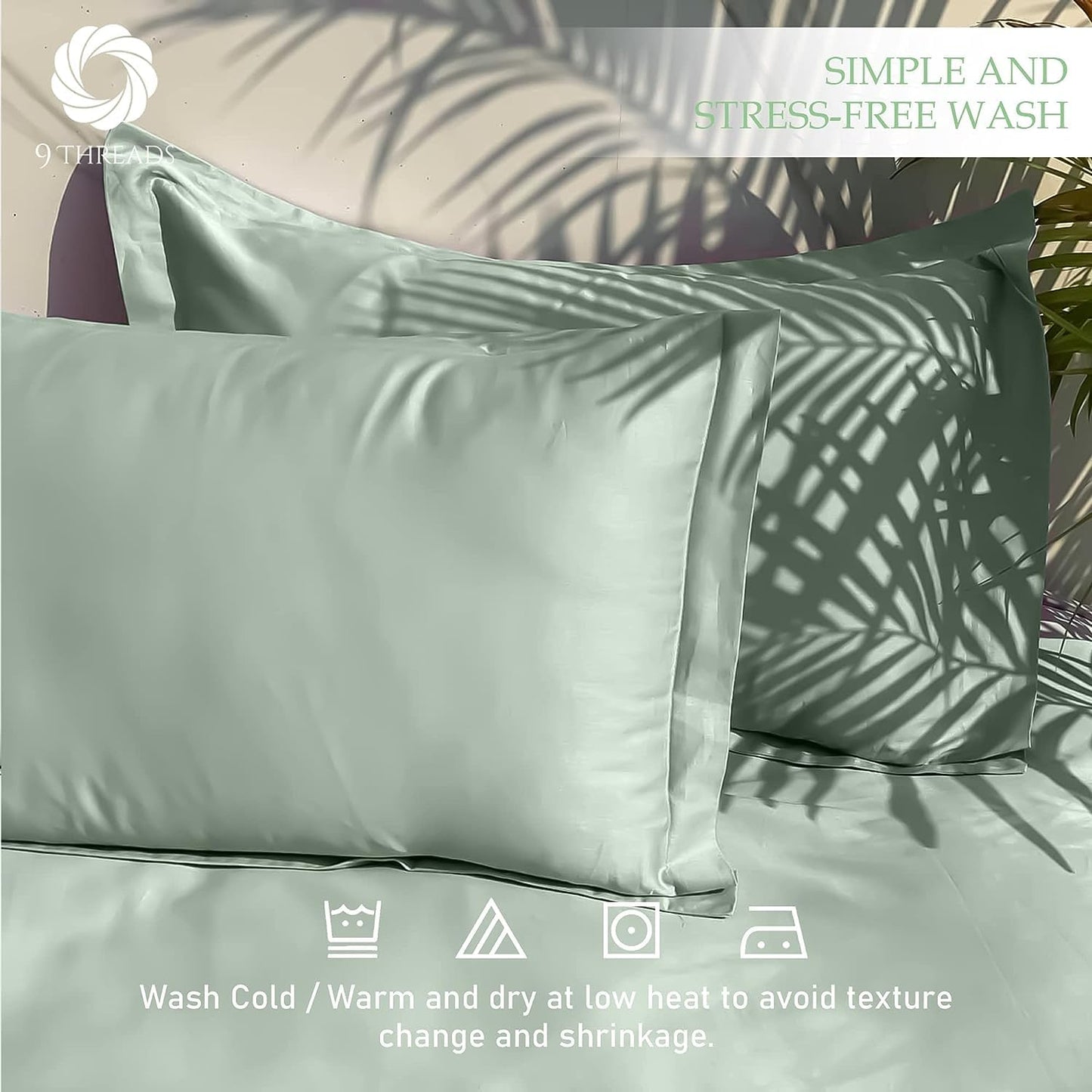 9Threads 600 Thread Count 100% Cotton Sateen Bed Sheets Deep Pocket, Cotton Bedsheets Crisp Cool and Strong Bed Linen (Queen, Lilac)