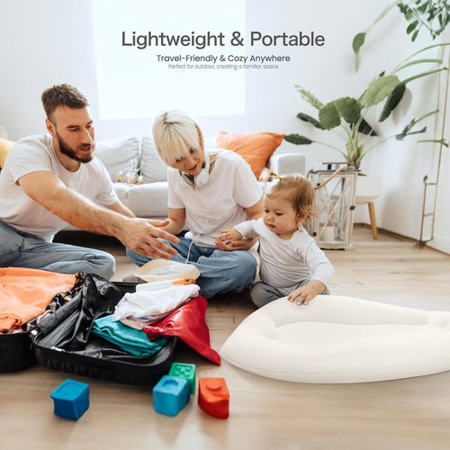 Baby Lounger - Skin-Friendly & Breathable Infant Cushion for Tummy Time | Portable for Newborns (Ivory)
