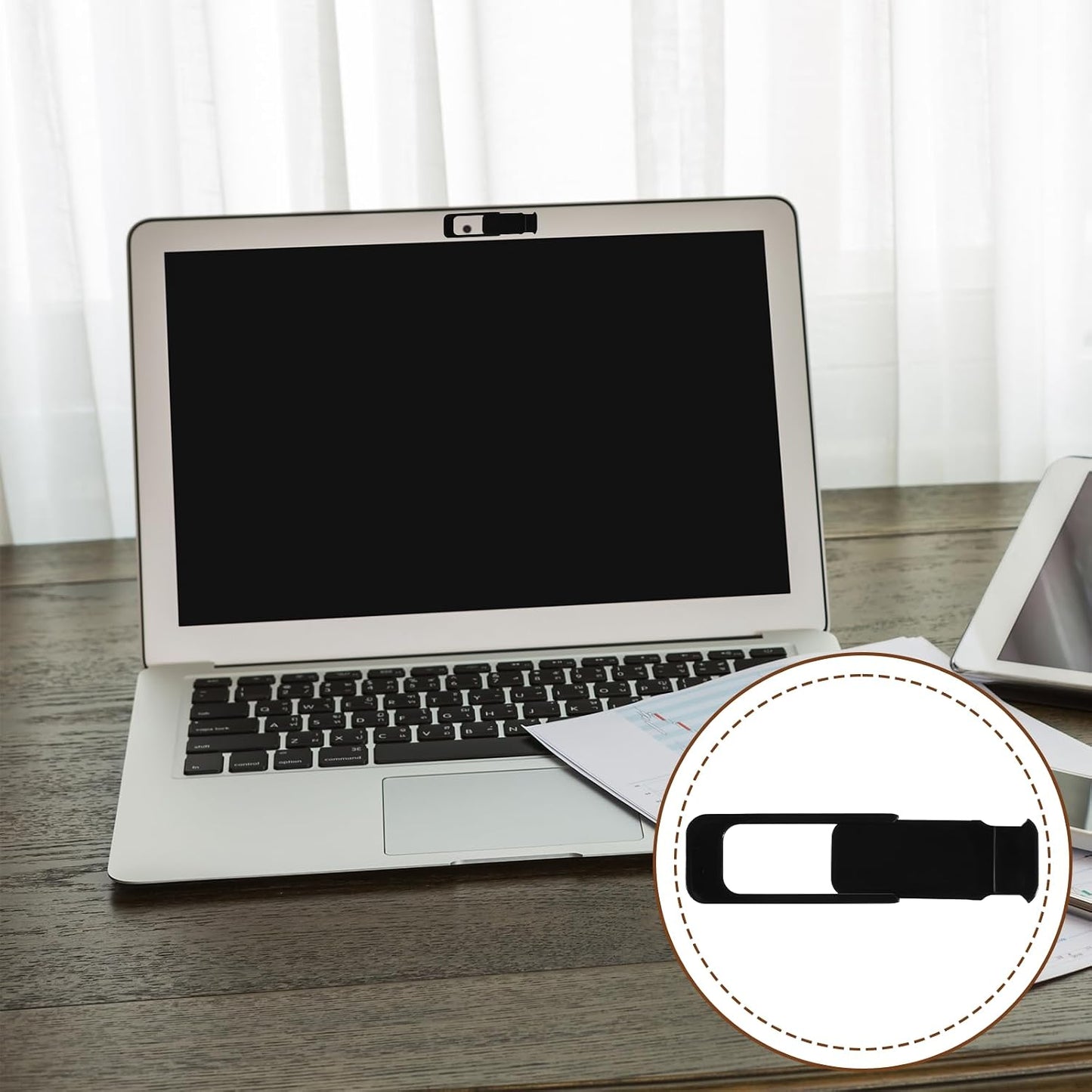 Jxiwfvl 6 Pcs Laptop Camera Cover Slide, Privacy Protection Webcam Cover Slide Black Large Size Square Computer Camera