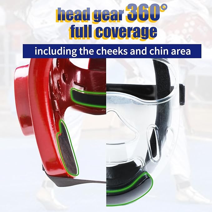 Kids Adults Karate Headgear with Face Shield, MMA Martial Arts Headgear Boxing Soft Helmet Taekwondo Sparring Head Gear