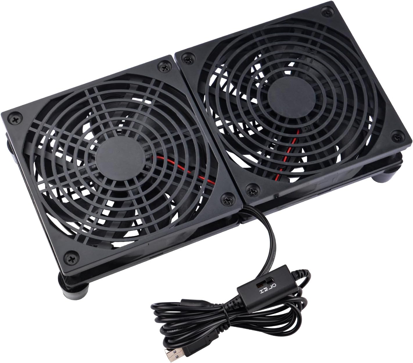 120mm 5V, 3-Degree Quiet Dual USB Fan Dual-Ball Bearings, USB Fan with L/M/H Speed Controller High Airflow Cooling Fan