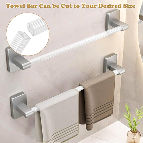 Earthtec 24 Inch Clear Adjustable Replacement Bathroom Towel Bar Rod Spring Loaded End Sturdy Plastic Wall Mount and for Kitchen Towel Storage Replacement Towel Bar for Ceramic Holder