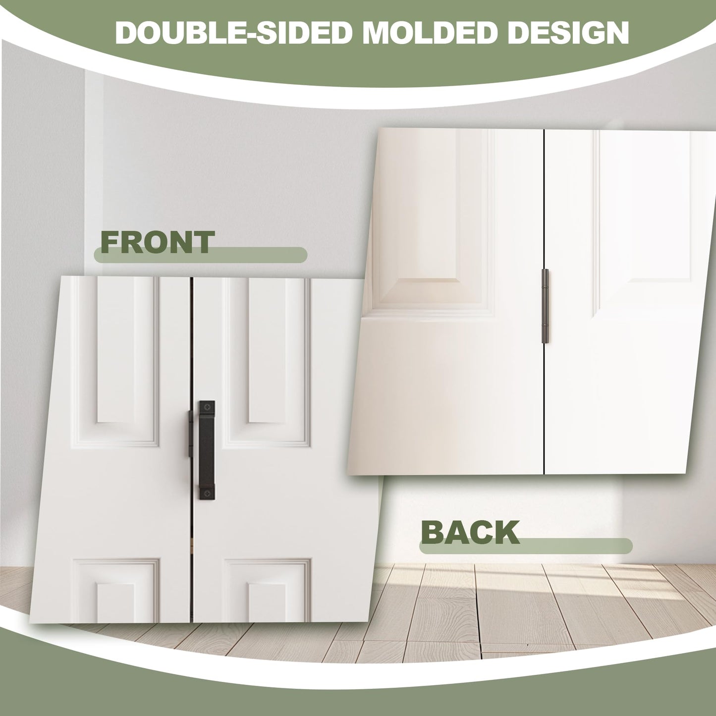 JUBEST 48"x 84" Bifold Barn Door, 6 Panel Bifold Sliding Barn Doors with 4.3FT Hardware Kit Included, Primed Doors Surface, Hollow-core & MDF Molded Panel, Four 12" x 84" Door Panels, DIY Available